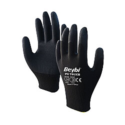 Eldiven İş Nitril Poliüretan Kaplı Polyester Örme Siyah No.10 Beybi Pu Touch /288 - 